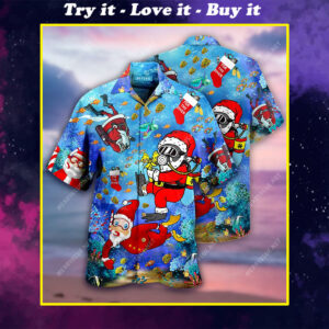 Christmas Santa Claus Diving Full Printing Hawaiian Shirt