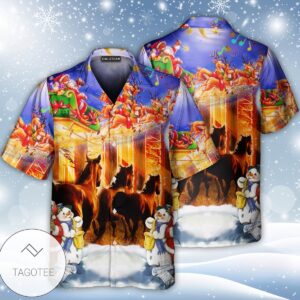 Christmas Santa Claus Horse Merry Christmas Hawaiian Shirt