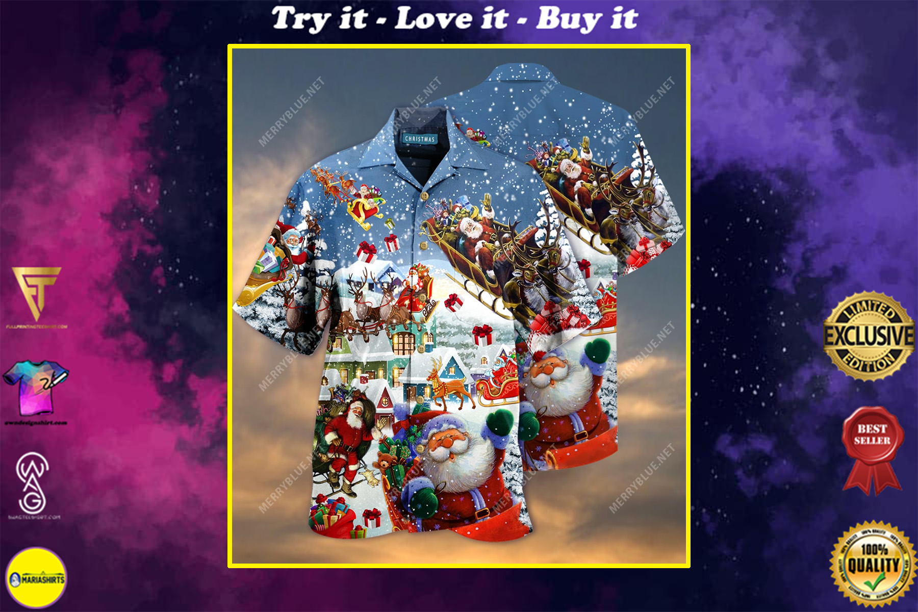 Christmas Say Hi From Santa Full Printing Hawaiian Shirt Christmas Say Hi From Santa Full Printing Hawaiian Shirt