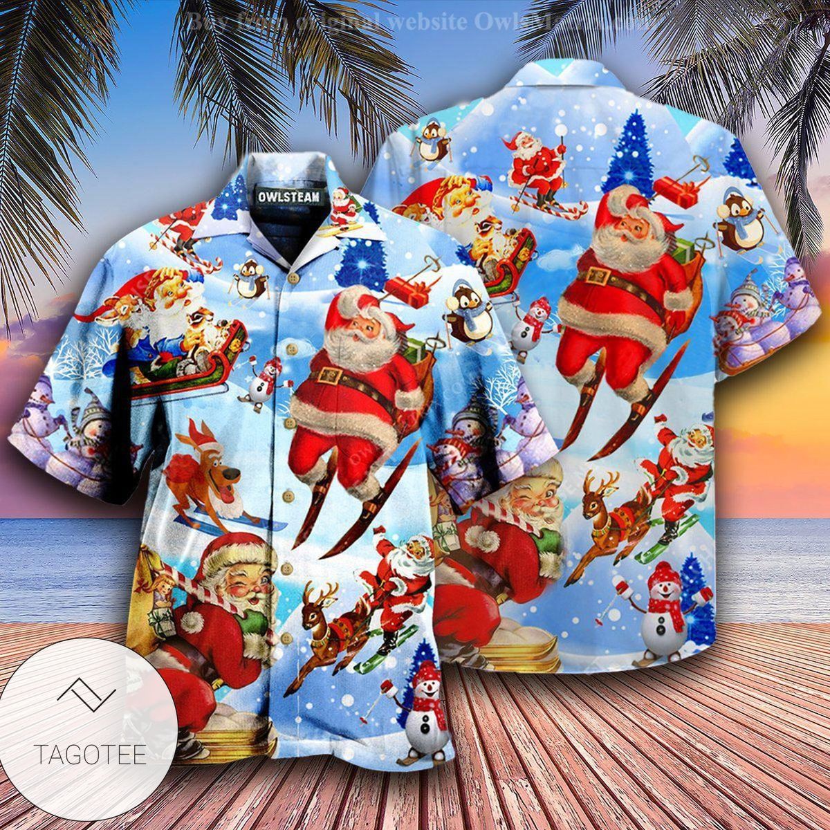 Christmas Skiing Santa Claus Edition Hawaiian Shirt- Tagotee Christmas Skiing Santa Claus Edition Hawaiian Shirt- Tagotee