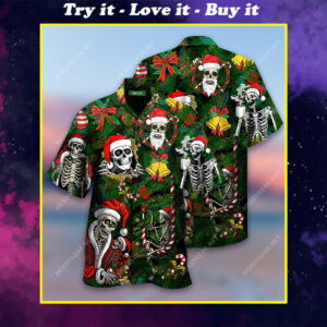Christmas Skull With Santa Hat Full Printing Hawaiian Shirt