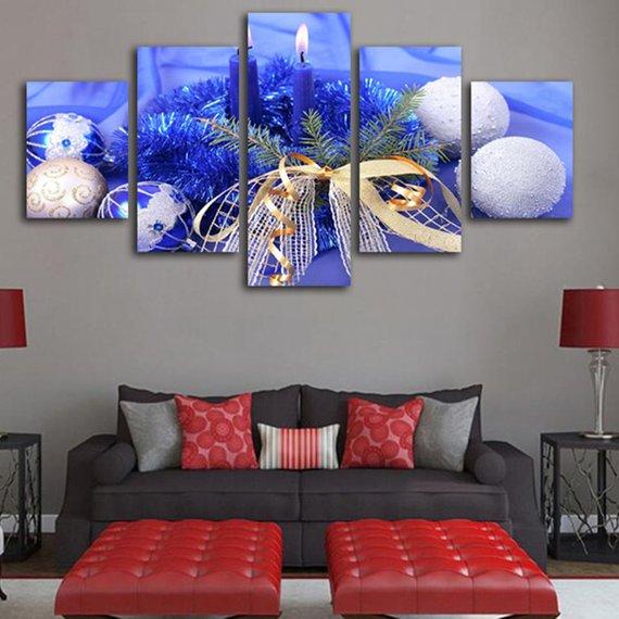 Christmas Table - Christmas 5 Panel Canvas Art Wall Decor Christmas Table - Christmas 5 Panel Canvas Art Wall Decor
