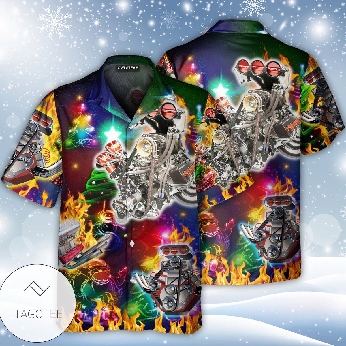 Christmas Tree Hot Rod Hawaiian Shirt Christmas Tree Hot Rod Hawaiian Shirt