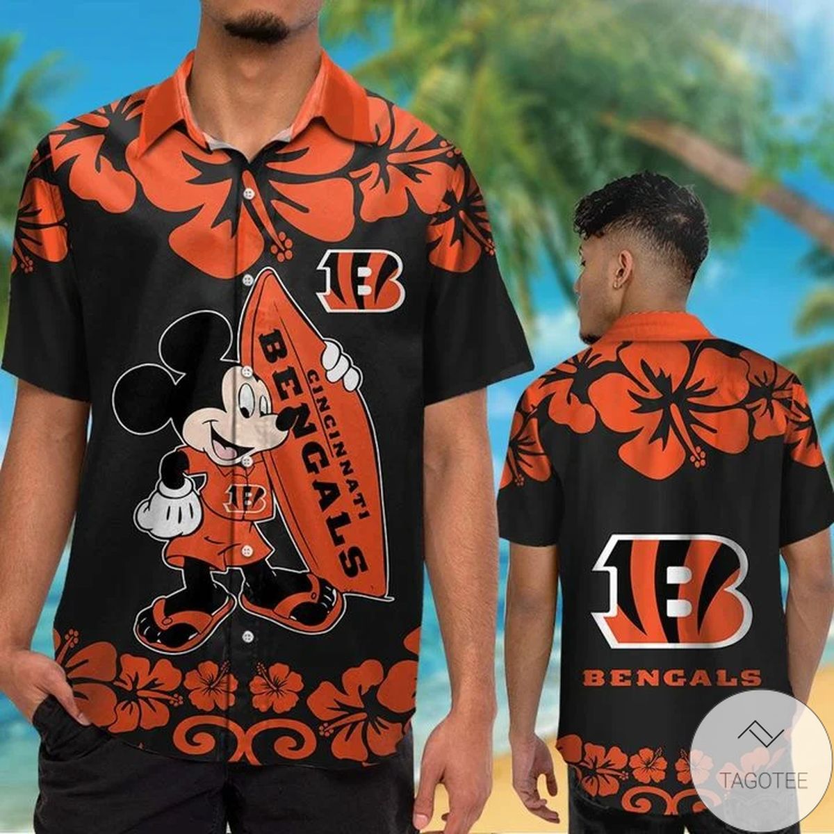 Cincinnati Bengals & Mickey Mouse Hawaiian Shirt Cincinnati Bengals & Mickey Mouse Hawaiian Shirt