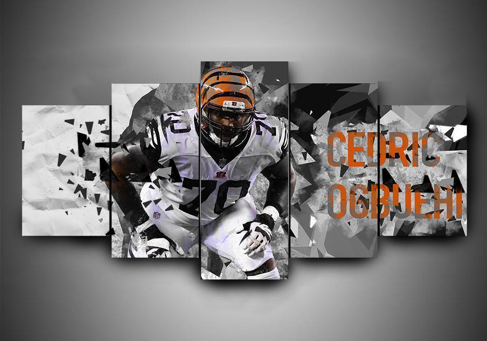 Cincinnati Bengals - Cedric Ogbuehi - Sport 5 Panel Canvas Art Wall Decor Cincinnati Bengals - Cedric Ogbuehi - Sport 5 Panel Canvas Art Wall Decor