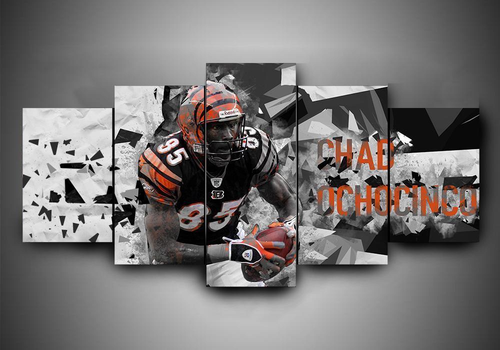 Cincinnati Bengals - Chad Ochocinco - Sport 5 Panel Canvas Art Wall Decor Cincinnati Bengals - Chad Ochocinco - Sport 5 Panel Canvas Art Wall Decor