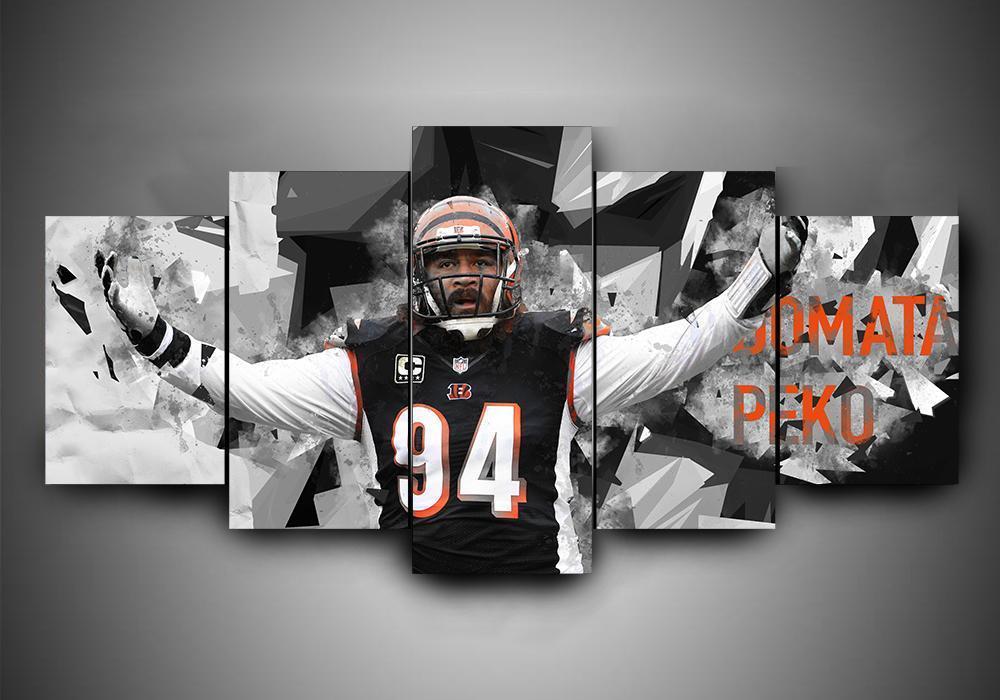 Cincinnati Bengals - Domata Peko - Sport 5 Panel Canvas Art Wall Decor Cincinnati Bengals - Domata Peko - Sport 5 Panel Canvas Art Wall Decor