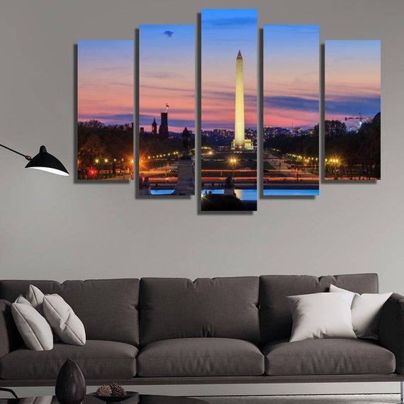 City At Night - Nature 5 Panel Canvas Art Wall Decor City At Night - Nature 5 Panel Canvas Art Wall Decor