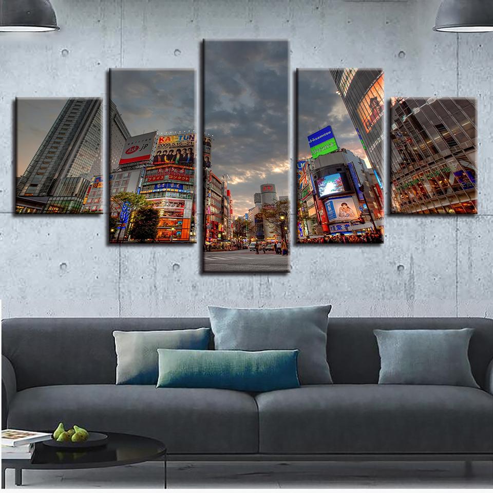 City Building Landscape Tableau - Nature 5 Panel Canvas Art Wall Decor City Building Landscape Tableau - Nature 5 Panel Canvas Art Wall Decor