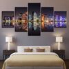 City Building Nightscape - Nature 5 Panel Canvas Art Wall Decor