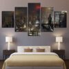 City Building Rain - Nature 5 Panel Canvas Art Wall Decor