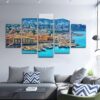 City Building Ship Wharf - Nature 5 Panel Canvas Art Wall Decor