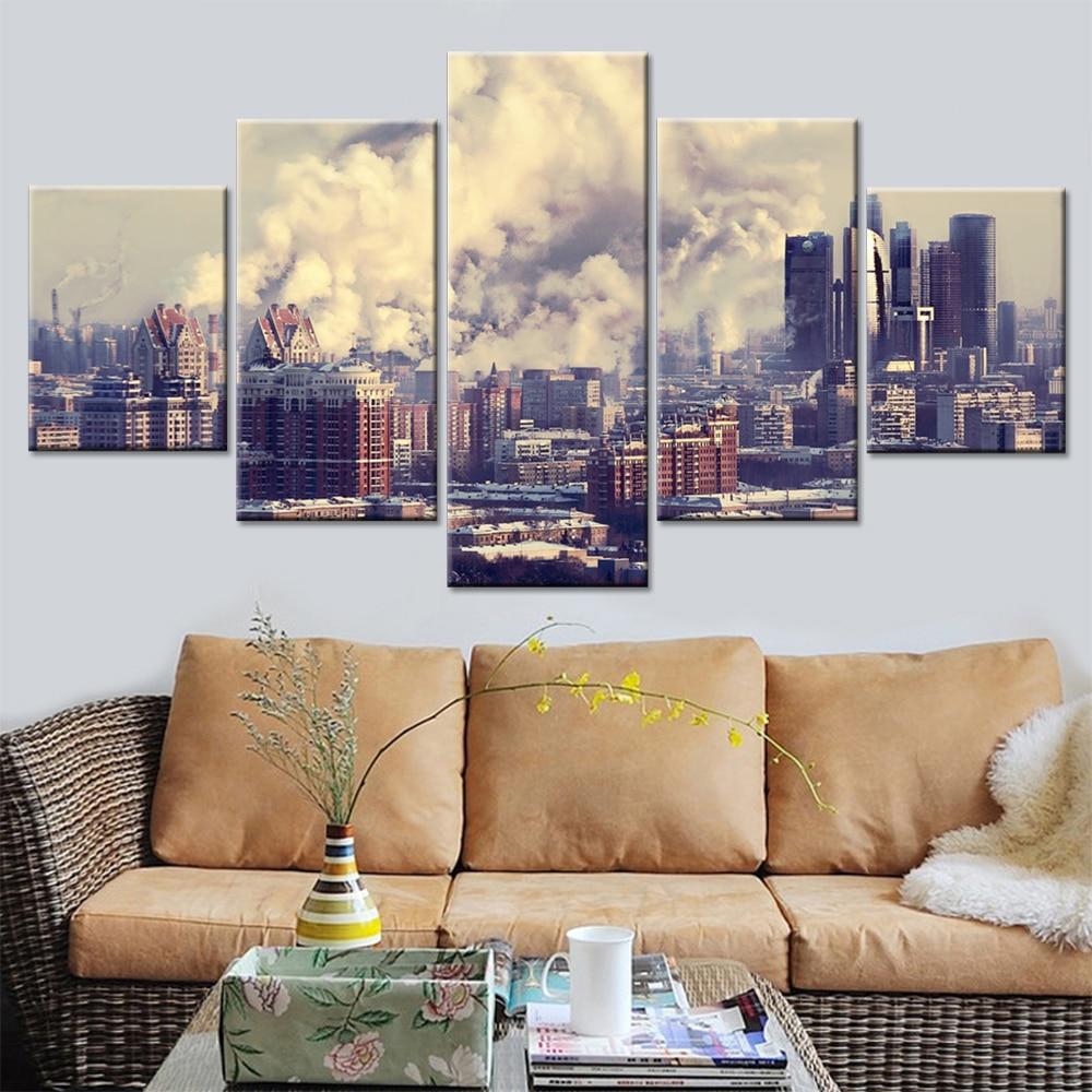 City Buildings 01 - Nature 5 Panel Canvas Art Wall Decor City Buildings 01 - Nature 5 Panel Canvas Art Wall Decor