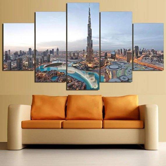 City Dubai View - Nature 5 Panel Canvas Art Wall Decor City Dubai View - Nature 5 Panel Canvas Art Wall Decor