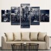 City High-Rise Buildings - Nature 5 Panel Canvas Art Wall Decor