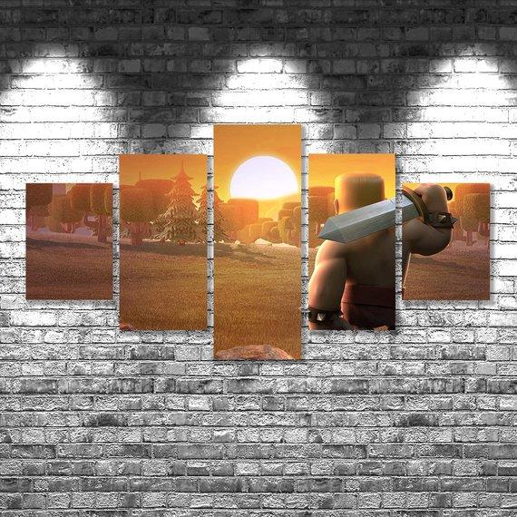 Clash Of Clans - Gaming 5 Panel Canvas Art Wall Decor Clash Of Clans - Gaming 5 Panel Canvas Art Wall Decor