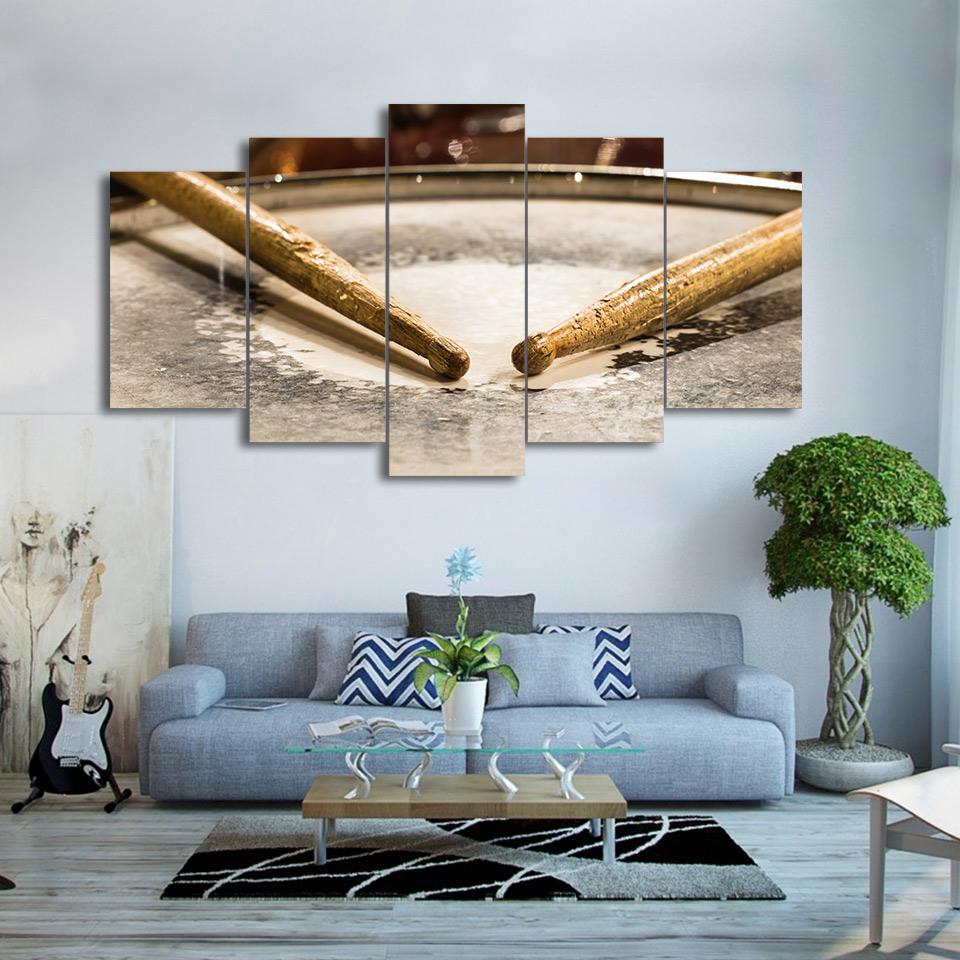 Classic Drum Sticks - Music 5 Panel Canvas Art Wall Decor Classic Drum Sticks - Music 5 Panel Canvas Art Wall Decor