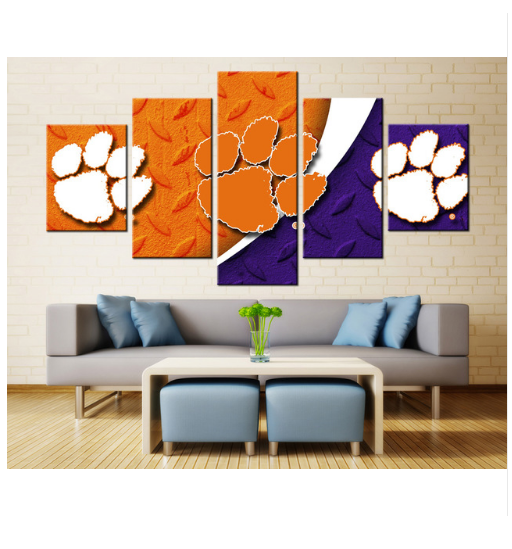 Clemson Tigers 1 - Sport 5 Panel Canvas Art Wall Decor Clemson Tigers 1 - Sport 5 Panel Canvas Art Wall Decor