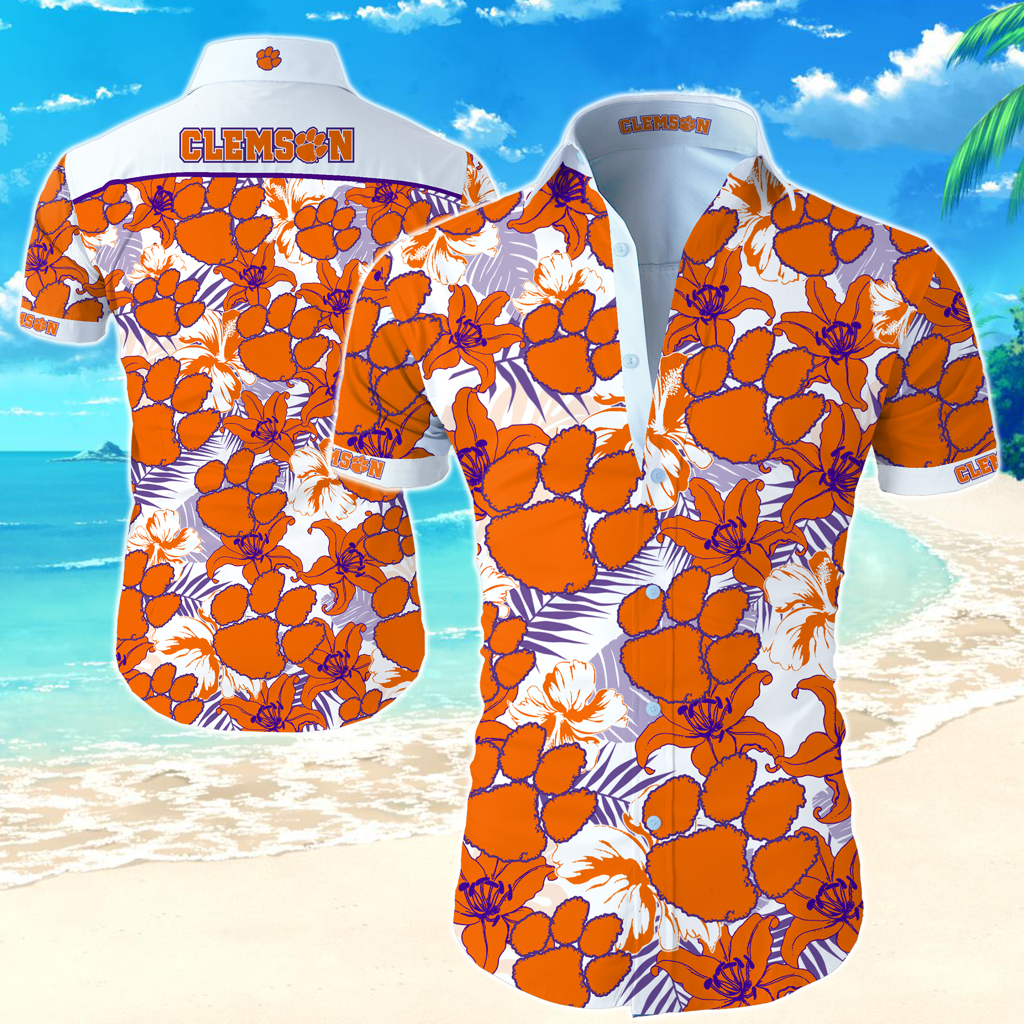 Clemson Tigers Hawaiian Shirt Summer Button Up Clemson Tigers Hawaiian Shirt Summer Button Up