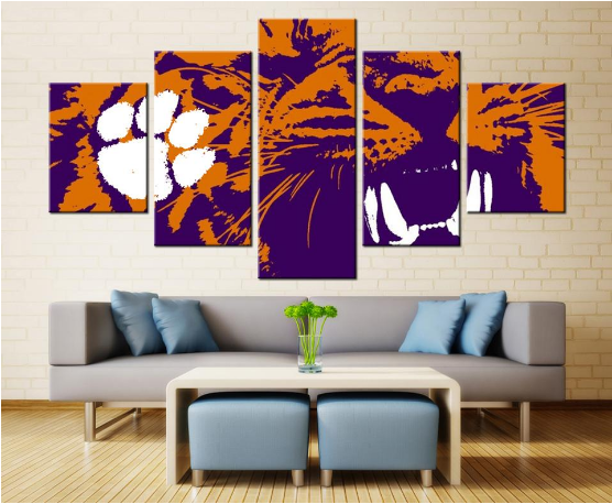 Clemson Tigers Poster Sport - Sport 5 Panel Canvas Art Wall Decor Clemson Tigers Poster Sport - Sport 5 Panel Canvas Art Wall Decor