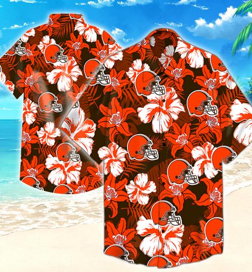 Cleveland Browns Flower Hawaiian Shirt Summer Button Up Cleveland Browns Flower Hawaiian Shirt Summer Button Up