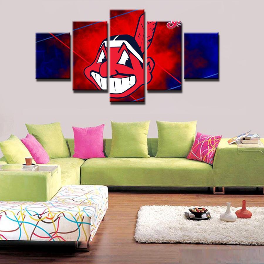 Cleveland Indians Logo - Sport 5 Panel Canvas Art Wall Decor Cleveland Indians Logo - Sport 5 Panel Canvas Art Wall Decor