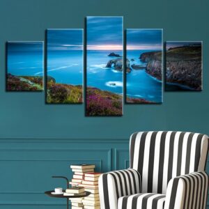 Cliffs Blue Big Sea - Nature 5 Panel Canvas Art Wall Decor