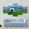 Close-Up Of A Football On A Full Stadium - Sport 5 Panel Canvas Art Wall Decor