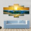 Close Up Of Ocean Waves At Sunrise - Nature 5 Panel Canvas Art Wall Decor