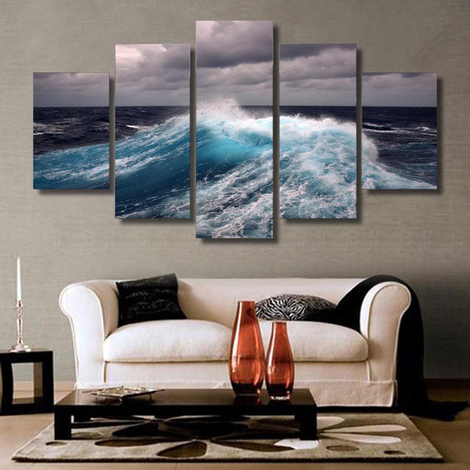 Clouds & Waves - Ocean 5 Panel Canvas Art Wall Decor Clouds & Waves - Ocean 5 Panel Canvas Art Wall Decor