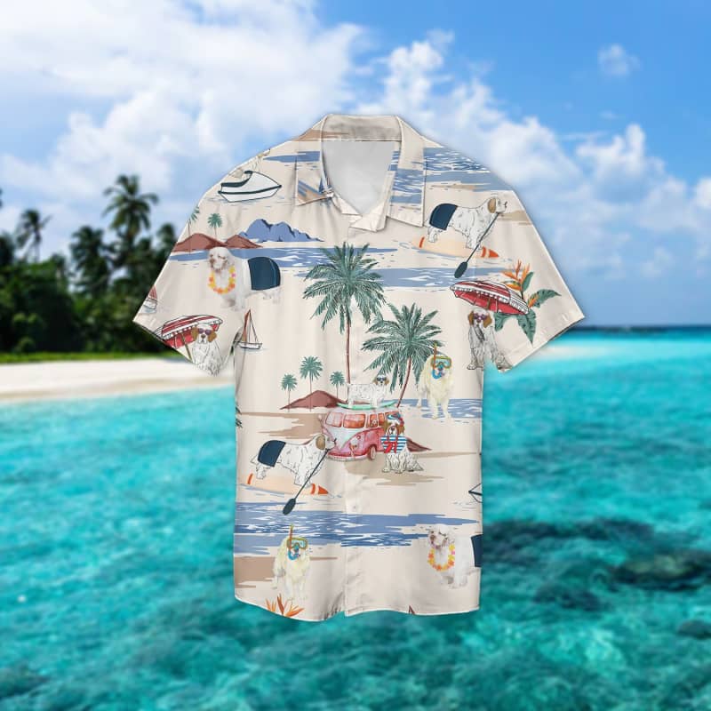 Clumber Spaniel Beach Hawaiian Shirt Clumber Spaniel Beach Hawaiian Shirt