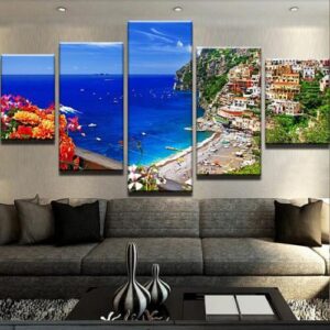 Coast Of Amalfi - Nature 5 Panel Canvas Art Wall Decor