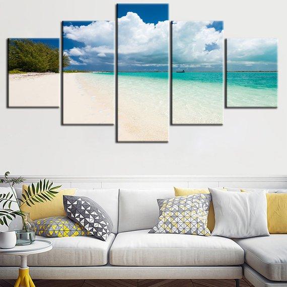 Coastal Beach - Nature 5 Panel Canvas Art Wall Decor Coastal Beach - Nature 5 Panel Canvas Art Wall Decor