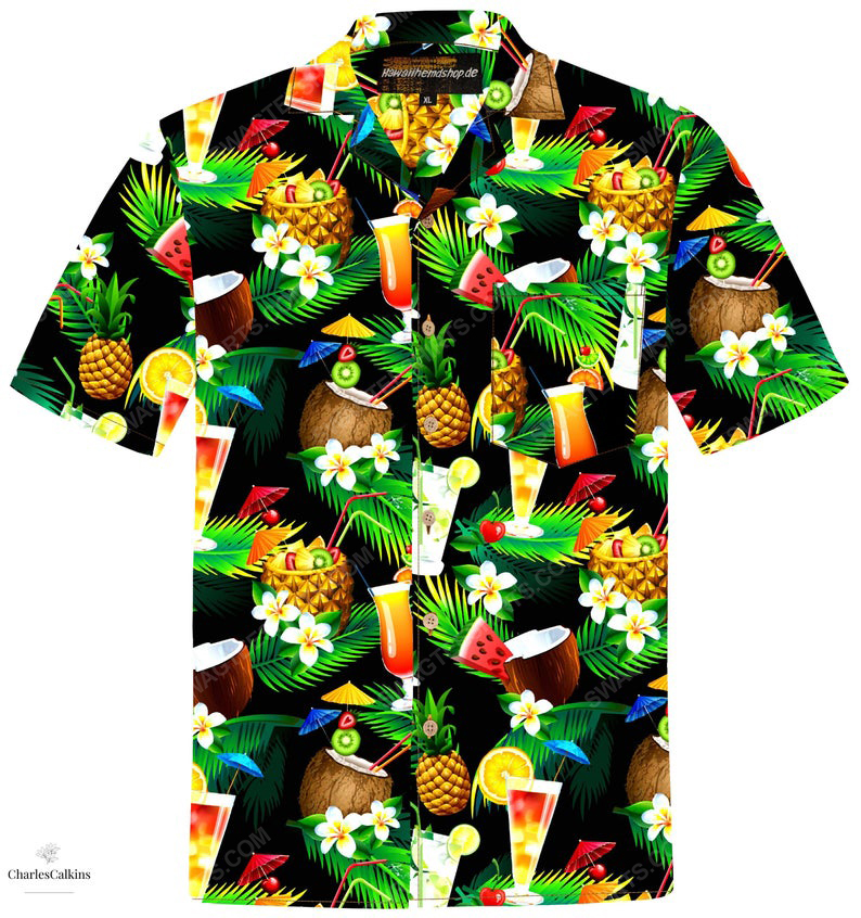 Cocktails Palm Coconut Tropical Fruits Summer Vacation Hawaiian Shirt Cocktails Palm Coconut Tropical Fruits Summer Vacation Hawaiian Shirt