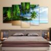 Coconut Trees On The Beach - Beach 5 Panel Canvas Art Wall Decor