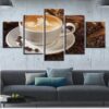 Coffee And Coffee Beans 02 - Kitchen 5 Panel Canvas Art Wall Decor