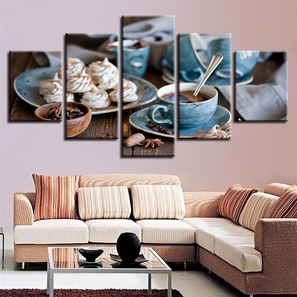 Coffee And Spices Food - Kitchen 5 Panel Canvas Art Wall Decor Coffee And Spices Food - Kitchen 5 Panel Canvas Art Wall Decor