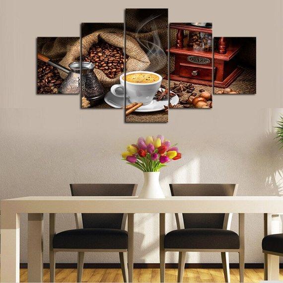 Coffee Aroma - Kitchen 5 Panel Canvas Art Wall Decor Coffee Aroma - Kitchen 5 Panel Canvas Art Wall Decor