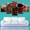 Coffee Beans And Coffee 2 - Nature 5 Panel Canvas Art Wall Decor