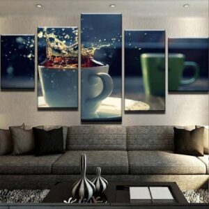 Coffee Splash - Nature 5 Panel Canvas Art Wall Decor]