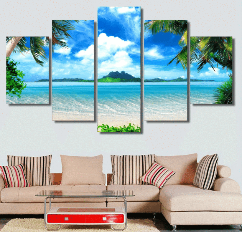 Cold Water Paradise - Nature 5 Panel Canvas Art Wall Decor Cold Water Paradise - Nature 5 Panel Canvas Art Wall Decor