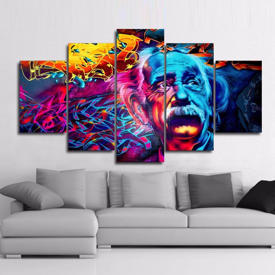 Color Abstract Albert Einstein - Famous Person 5 Panel Canvas Art Wall Decor Color Abstract Albert Einstein - Famous Person 5 Panel Canvas Art Wall Decor