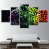 Color Animal Leopard - Animal 5 Panel Canvas Art Wall Decor