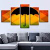 Color Background Black Umbrella And Rain Water - Abstract 5 Panel Canvas Art Wall Decor