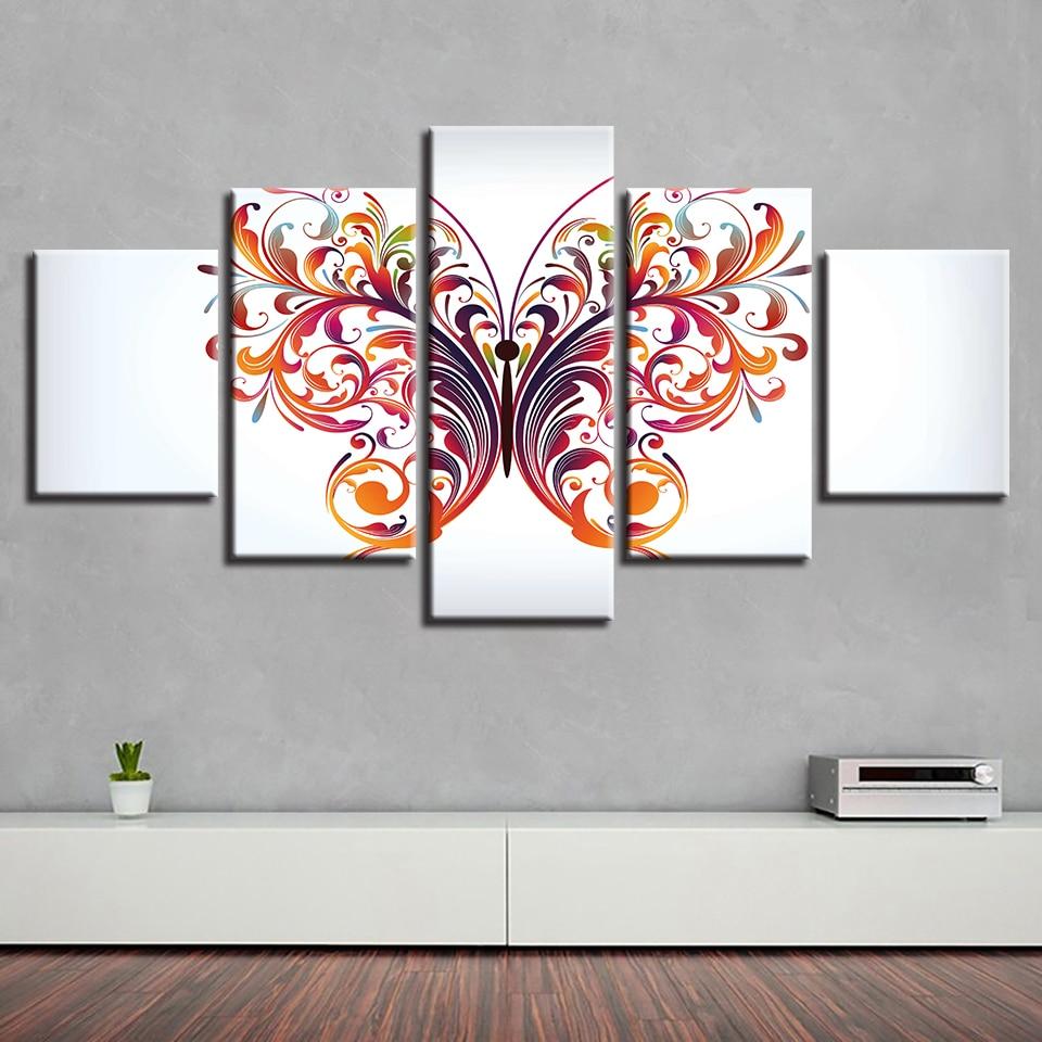 Color Butterfly 03 - Abstract 5 Panel Canvas Art Wall Decor Color Butterfly 03 - Abstract 5 Panel Canvas Art Wall Decor