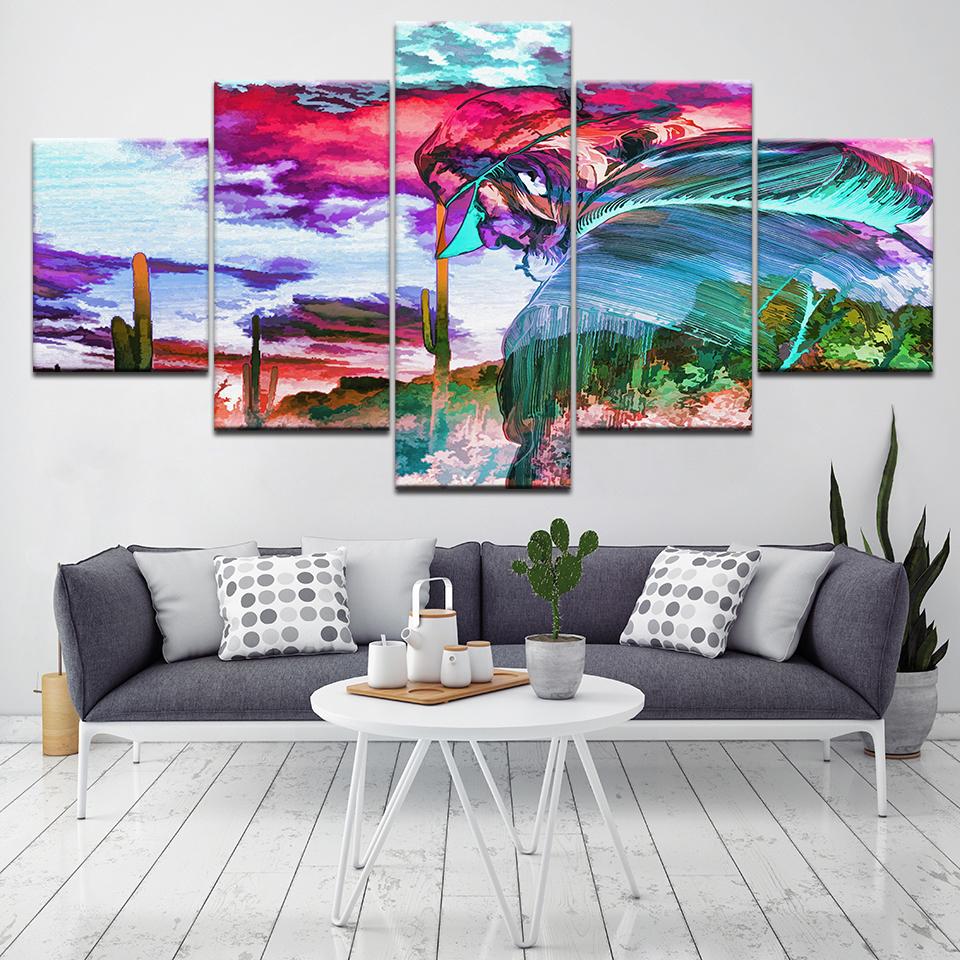 Color Character - Abstract 5 Panel Canvas Art Wall Decor Color Character - Abstract 5 Panel Canvas Art Wall Decor