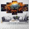 Color Flowers - Nature 5 Panel Canvas Art Wall Decor