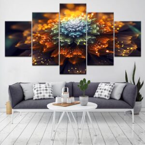 Color Flowers - Nature 5 Panel Canvas Art Wall Decor