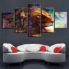 Color Lion 2 - Animal 5 Panel Canvas Art Wall Decor