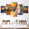 Color Sailboat Moon - Abstract 5 Panel Canvas Art Wall Decor